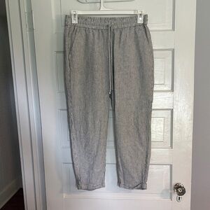 J. Crew Navy and White Striped Linen Blend Joggers